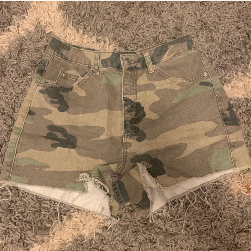 Topshop Camo Denim Shorts